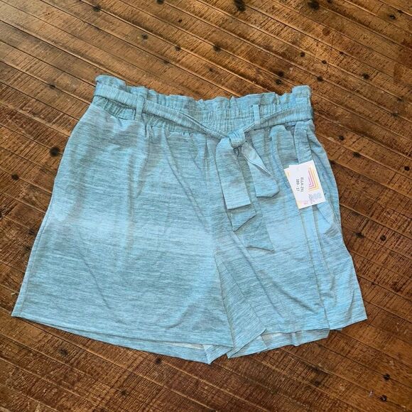 Lularoe Ella blue paper bag belted flowy knit XL shorts - Picture 3 of 5